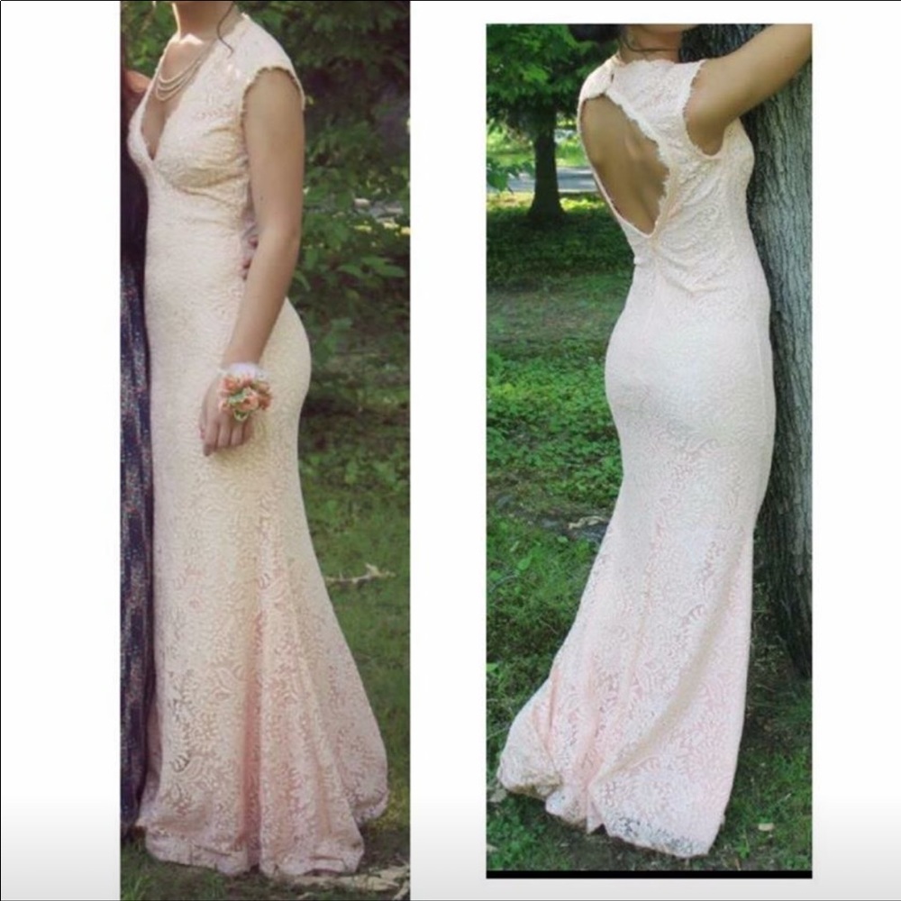 Peach Lace Prom Dress -WORN ONCE
